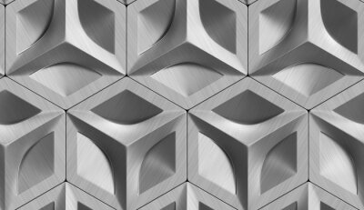 Papier peint à motif  3D pattern gray brushed metal futuristic tiles. High quality seamless realistic texture.