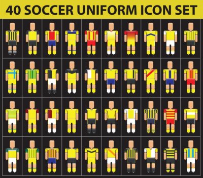 Papier peint à motif  40 football football jaune uniforme icône set