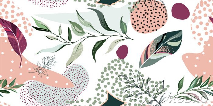 Papier peint à motif  abstract botanic seamless pattern with exotic  leaves, hand drawn background. pattern. Tile with tropical leaf