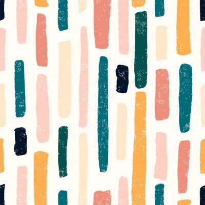 Papier peint à motif  Abstract seamless pattern of brush paint lines pastel colors with old texture. Vector doodle illustration.