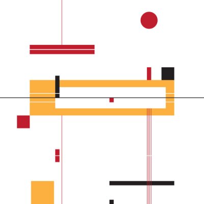 Papier peint à motif  Abstract shapes composition - yellow, red and black.