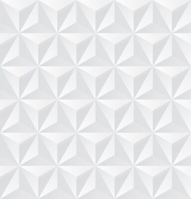 Papier peint à motif  Abstract white triangle background, 3d triangle seamless pattern, Vector.