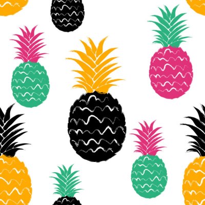 Papier peint à motif  Abstraction avec des fruits ananas