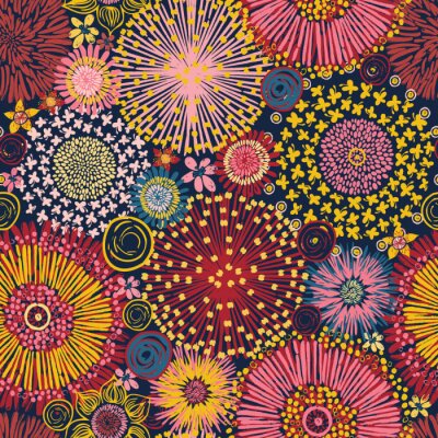 Papier peint à motif  Abstraction colorée avec des fleurs sauvages