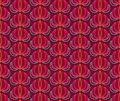 Papier peint à motif  Abstraction florale rose