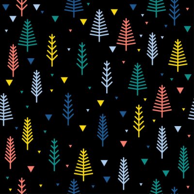 Papier peint à motif  Abstrait arrière-plan de forêt sans soudure. Couverture dessinée à la main simple enfantine