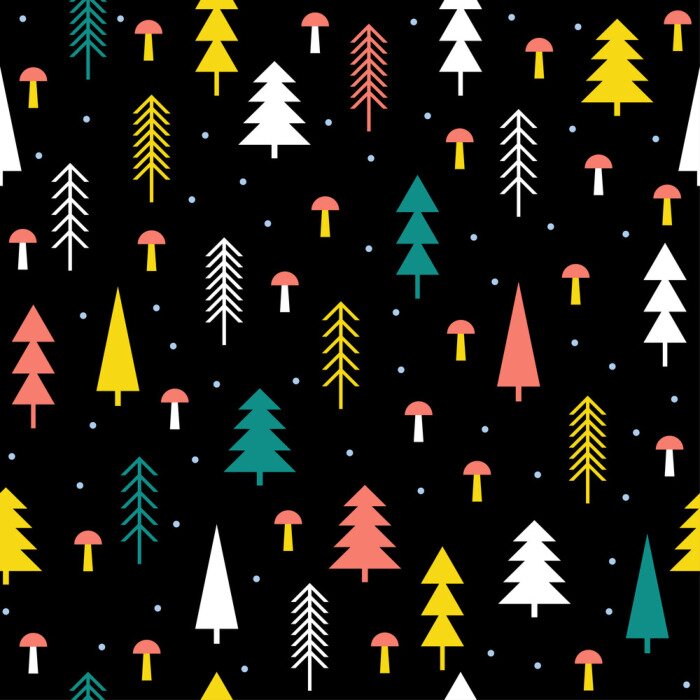 Papier peint à motif  Abstrait arrière-plan de forêt sans soudure. Couverture dessinée à la main simple enfantine