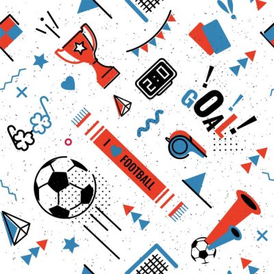 Papier peint à motif  Abstrait de football / football dans le style des années 80 memphis. Motif de memphis sans soudure pour les posers et les cartes. Illustration vectorielle