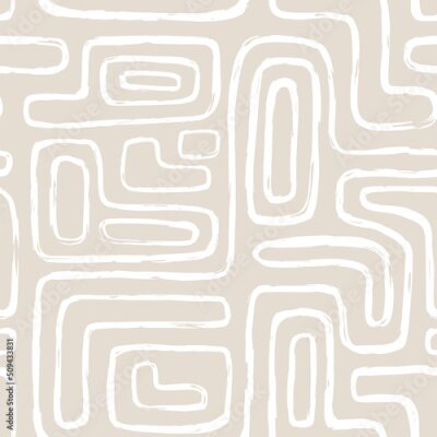 Papier peint à motif  Aesthetic Contemporary printable seamless pattern with abstract Minimal elegant line brush stroke shapes and line in nude colors.