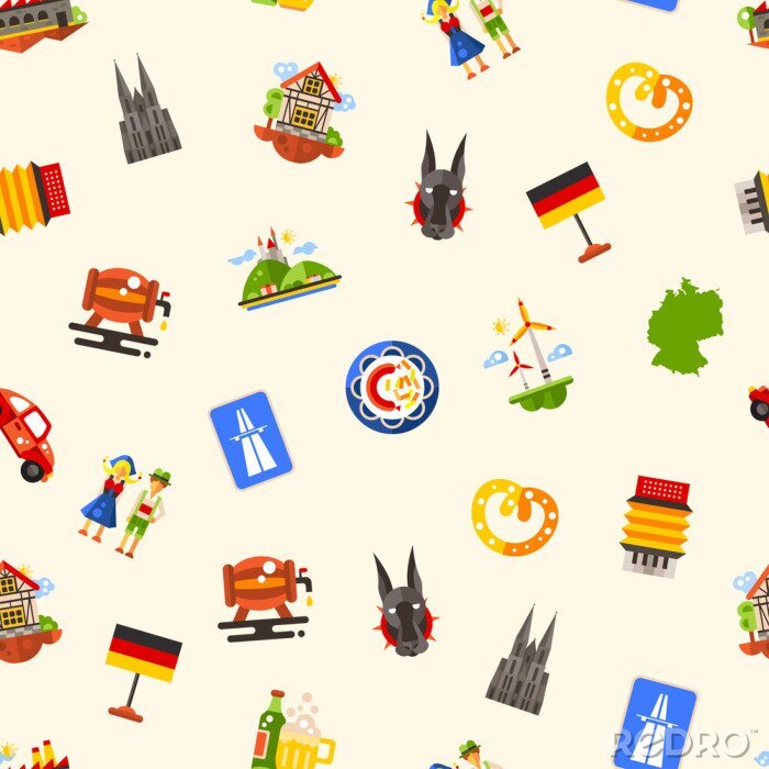 Papier peint à motif  Allemagne, voyage, seamless, modèle, célèbre, allemand, Symboles