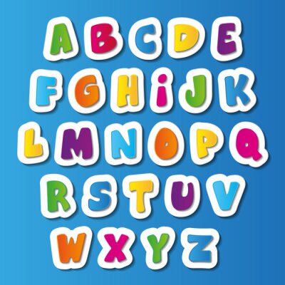 Alphabet pour enfants sur fond bleu