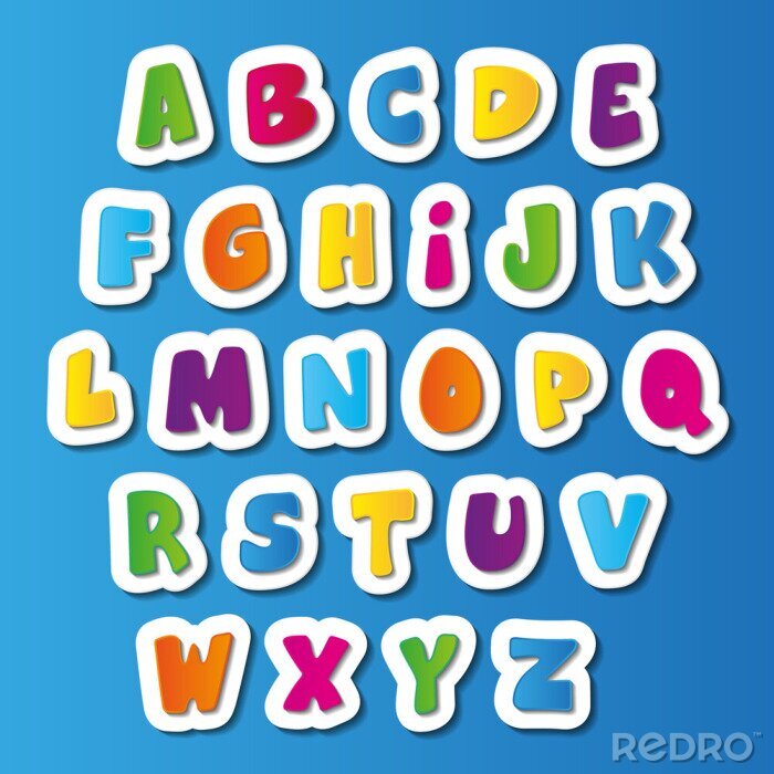 Papier peint à motif  Alphabet pour enfants sur fond bleu