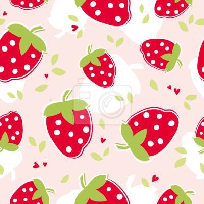 Papier peint à motif  Amoureux aux fraises