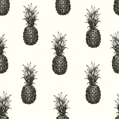 Papier peint à motif  Ananas sur un fond uni