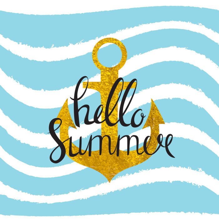 Papier peint à motif  Ancre avec inscriptions sur fond marin