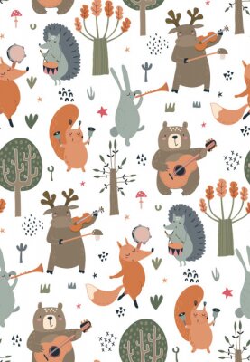 Poster  Animaux de la forêt jouant des instruments