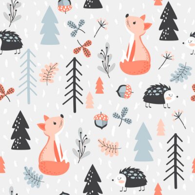 Papier peint à motif  Animaux des forêts scandinaves