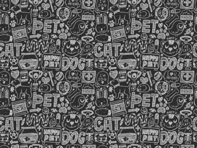 Papier peint à motif  Animaux dessinés à la craie