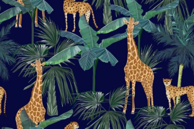 Papier peint à motif  Animaux exotiques dans la jungle