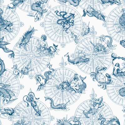Papier peint à motif  Animaux marins mythologiques