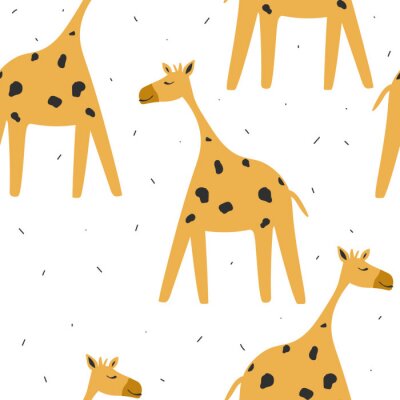 Papier peint à motif  Animaux mignons pour enfants sur fond blanc