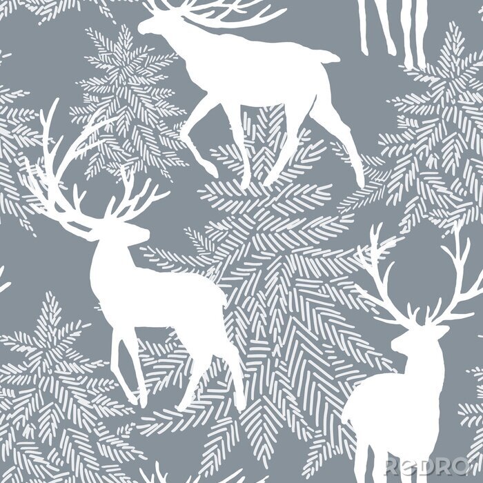 Papier peint à motif  Animaux sauvages dans la forêt d'hiver