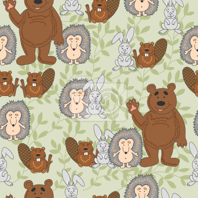 Papier peint à motif  Animaux sauvages sympathiques