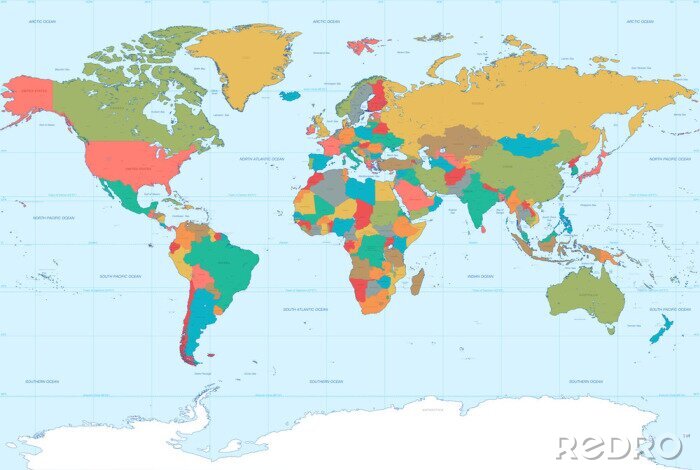 Papier peint à motif  Appartement Couleurs Carte du monde