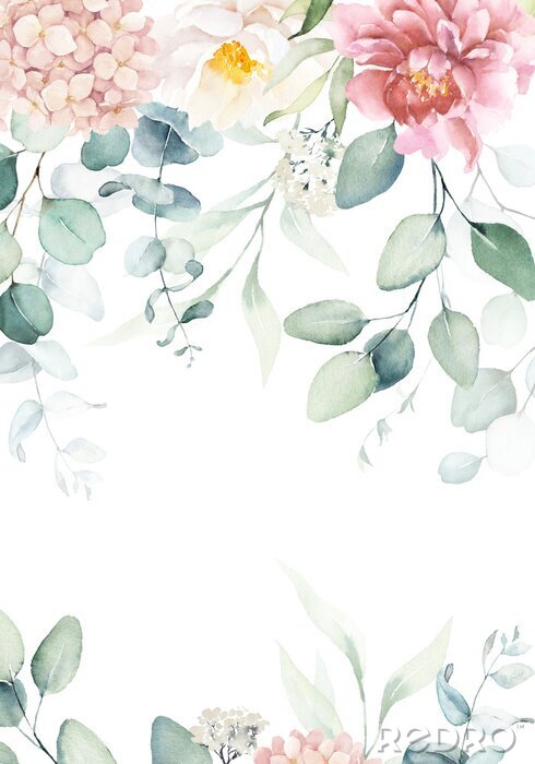 Papier peint à motif  Aquarelle botanique de style bohème