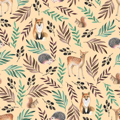 Papier peint à motif  Aquarelle dessiné à la main