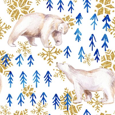 Papier peint à motif  Aquarelle hiver modèle sans soudure avec des éléments abstraits.