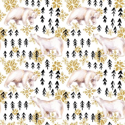 Papier peint à motif  Aquarelle hiver modèle sans soudure avec des éléments abstraits.