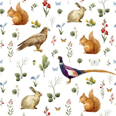 Papier peint à motif  Aquarelle Motif animalier