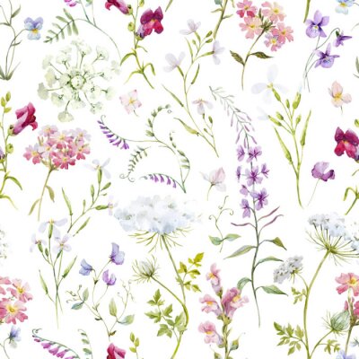 Papier peint à motif  Aquarelle motif floral d'été