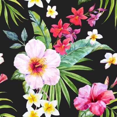 Aquarelle motif floral tropical