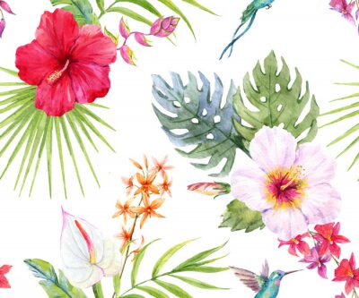 Aquarelle motif floral tropical