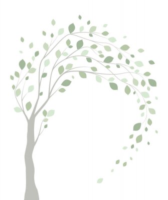 Arbre avec des branches secouées par le vent