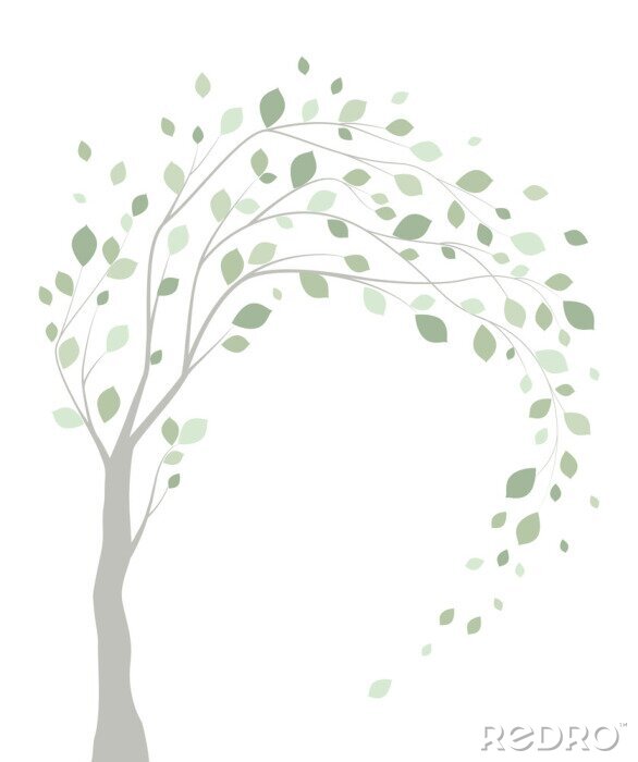 Papier peint à motif  Arbre avec des branches secouées par le vent