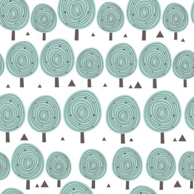 Papier peint à motif  Arbre de style scandinave sur fond blanc