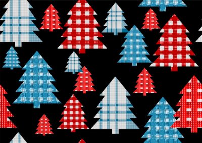 Papier peint à motif  Arbres à carreaux abstraits