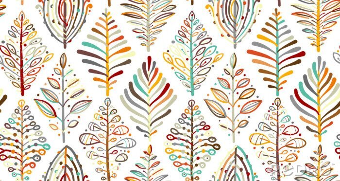 Papier peint à motif  Arbres abstraits aux couleurs d'automne