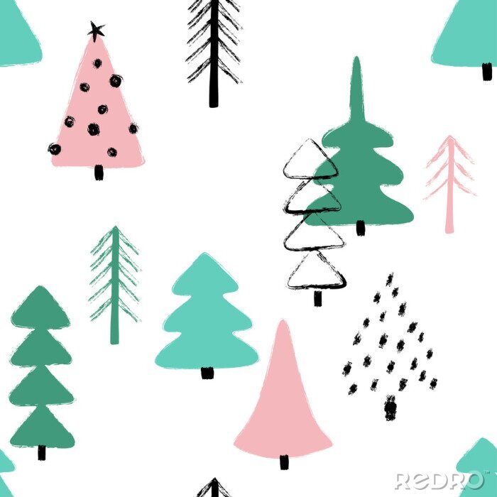 Papier peint à motif  Arbres abstraits d'une forêt en hiver