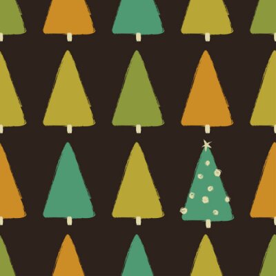 Papier peint à motif  Arbres aux couleurs d'automne sur fond sombre