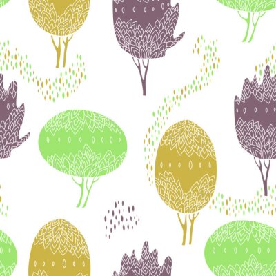 Papier peint à motif  Arbres colorés dans une forêt abstraite