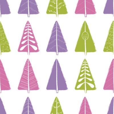 Papier peint à motif  Arbres colorés pour enfants dans la forêt