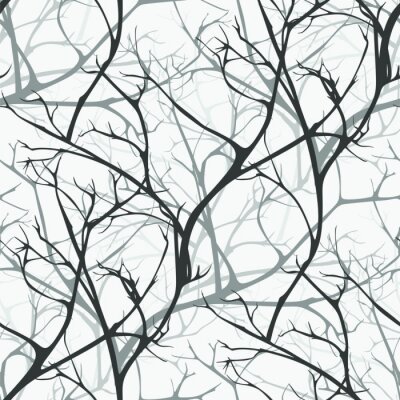 Papier peint à motif  Arbres dans la forêt d'hiver