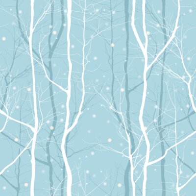 Papier peint à motif  Arbres dans la forêt un jour neigeux d'hiver