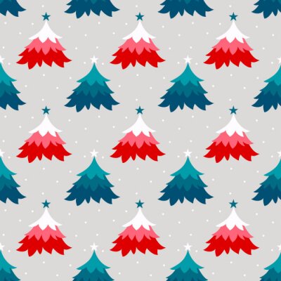 Papier peint à motif  Arbres de Noël dans la forêt d'hiver