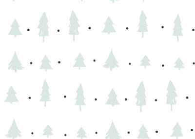 Papier peint à motif  Arbres de Noël et points gris