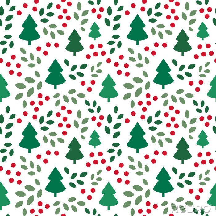 Papier peint à motif  Arbres de Noël parmi les spots de Noël